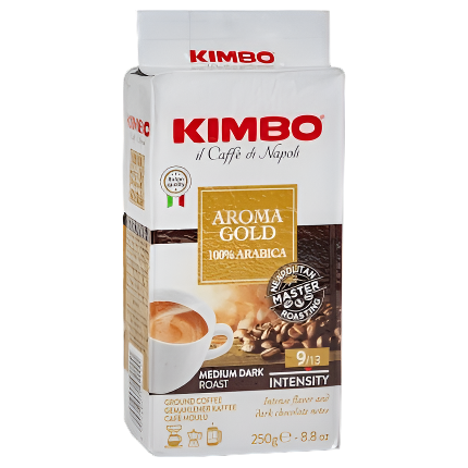 Kimbo Aroma Gold 100% Arabica 250g pack GROUND COFFEE- Medium Dark Roast 9/13